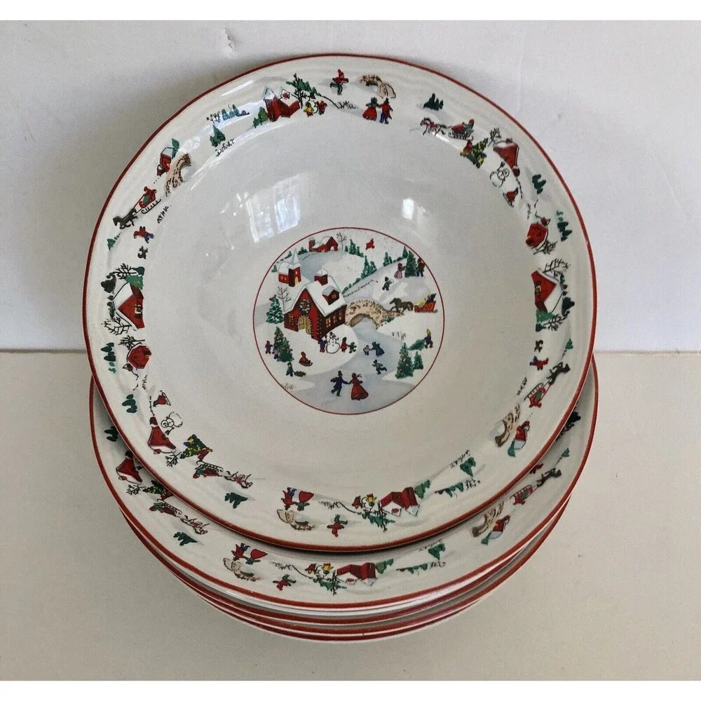 Farberware White Christmas 95 Bowl Ceral Soup Salad 7